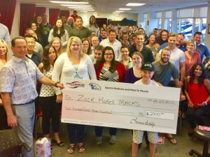 Employee contributions of $2300 donated to Zach makes tracks sept 2017
